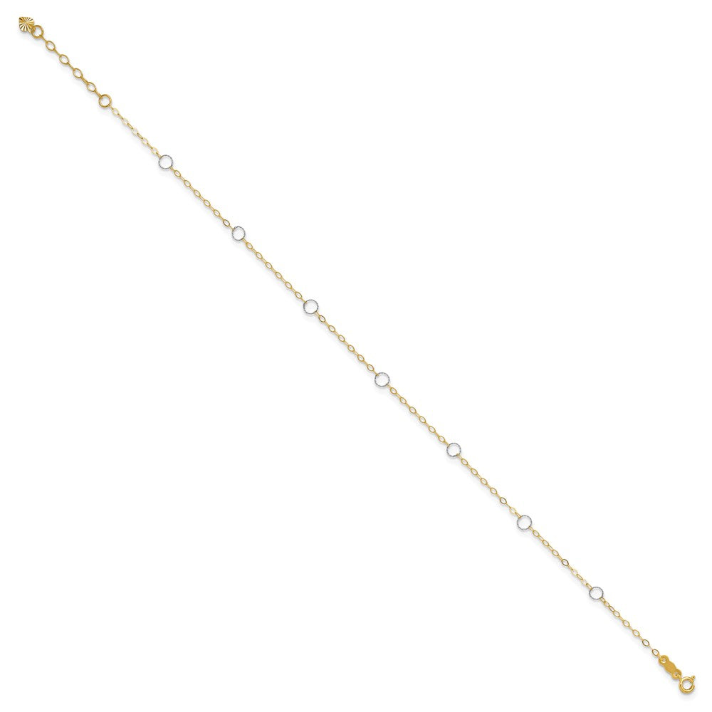 14k Two-Tone Circle 9in Plus 1in ext  Anklet-ANK184-9