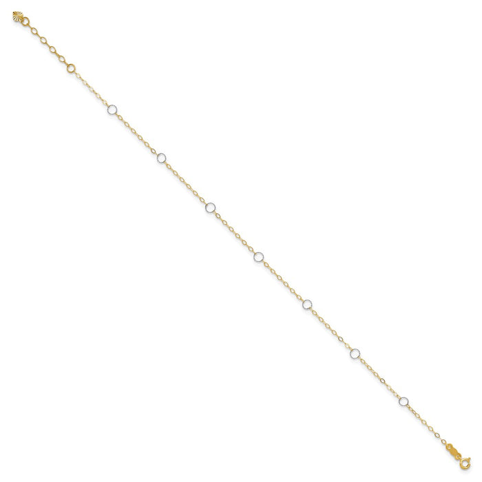 14k Two-Tone Circle 9in Plus 1in ext  Anklet-ANK184-9