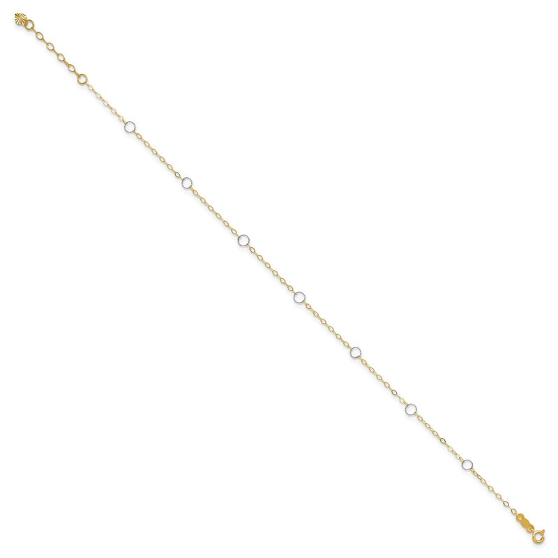 14k Two-Tone Circle 9in Plus 1in ext  Anklet-ANK184-9