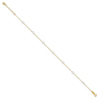 14k Two-Tone Circle 10in Plus 1in ext  Anklet-ANK184-10