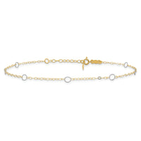 14k Two-Tone Circle 10in Plus 1in ext  Anklet-ANK184-10
