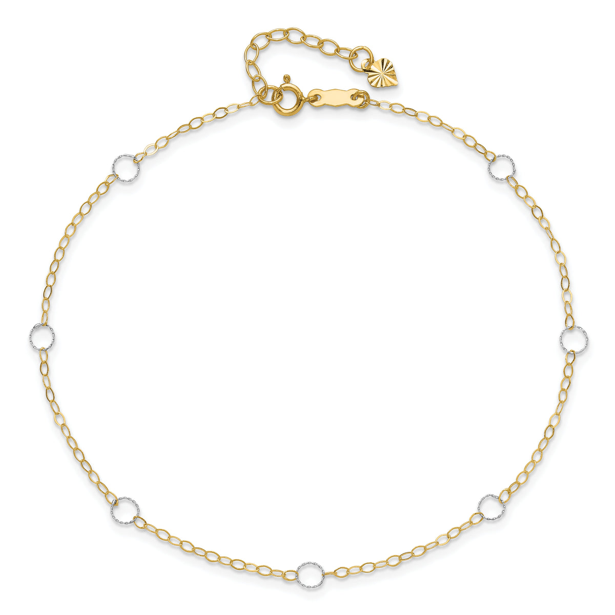 14k Two-Tone Circle 10in Plus 1in ext  Anklet-ANK184-10