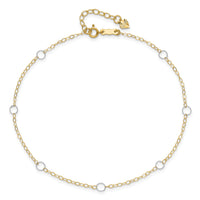 14k Two-Tone Circle 10in Plus 1in ext  Anklet-ANK184-10
