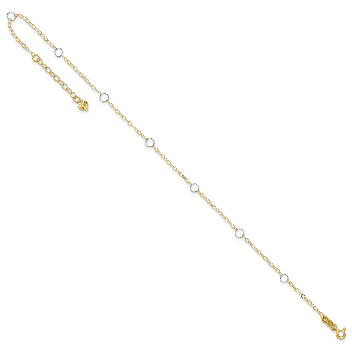 14k Two-Tone Circle 10in Plus 1in ext  Anklet-ANK184-10