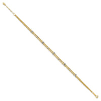 14k Two-tone Triple Strand 9in Plus 1in ext. Anklet-ANK194-9