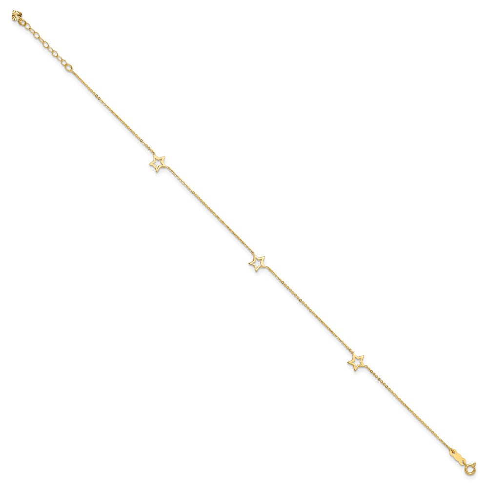 14K Adjustable Star 9in Plus 1in extension Anklet-ANK199-9