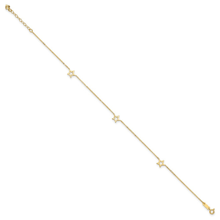 14K Adjustable Star 9in Plus 1in extension Anklet-ANK199-9