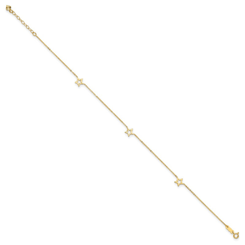 14K Adjustable Star 9in Plus 1in extension Anklet-ANK199-9