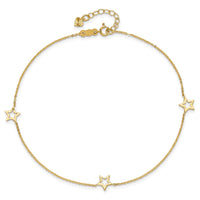 14K Adjustable Star 9in Plus 1in extension Anklet-ANK199-9