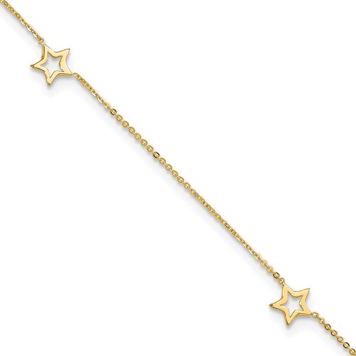 14K Adjustable Star 9in Plus 1in extension Anklet-ANK199-9