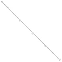 14K White Gold Adjustable Star 9in Plus 1in ext. Anklet-ANK200-9