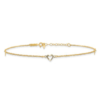 14k Diamond-cut Hearts 10in Plus 1in ext Anklet-ANK218-11