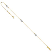 14k Puff Heart 9in Plus 1in ext. Anklet-ANK219Y-10