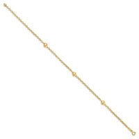 14k Puff Heart 9in Anklet-ANK220-9