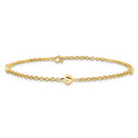 14k Puff Heart 10in Anklet-ANK220-10