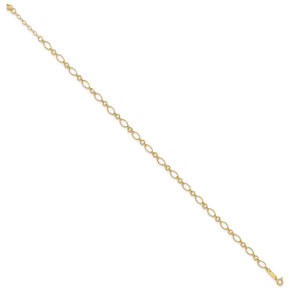 14k Fancy Link 9in with 1in ext Anklet-ANK221-10