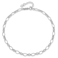 14k White Gold Fancy Link 9in with 1in ext Anklet-ANK221W-10