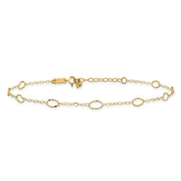 14k Oval Shapes 9in Plus 1in ext Anklet-ANK223-10