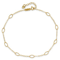 14k Oval Shapes 10in Plus 1in ext Anklet-ANK223-11