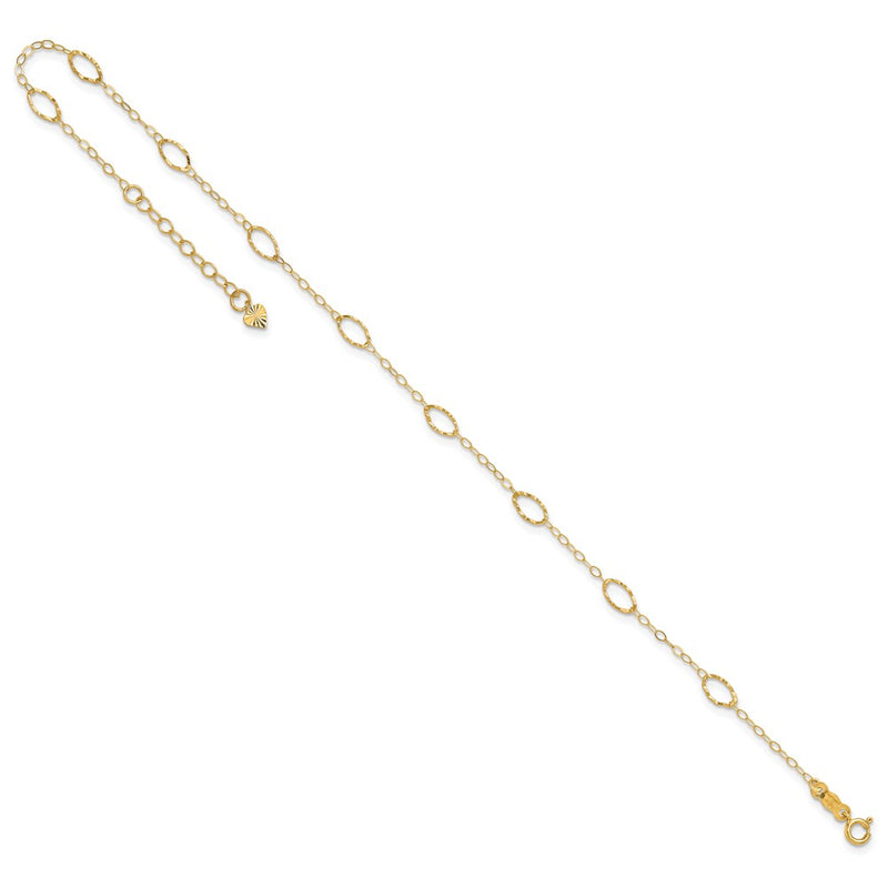 14k Oval Shapes 10in Plus 1in ext Anklet-ANK223-11