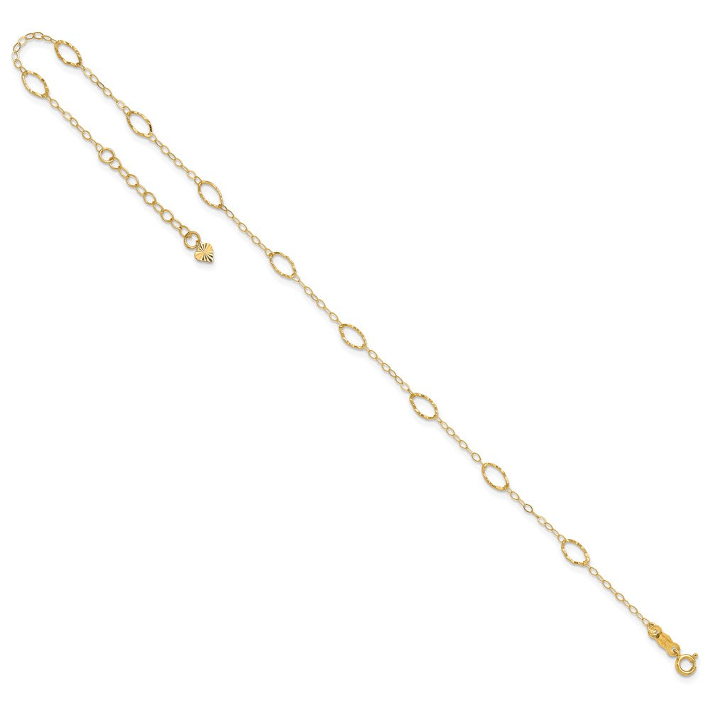 14k Oval Shapes 9in Plus 1in ext Anklet-ANK223-10