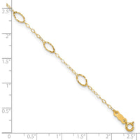 14k Oval Shapes 9in Plus 1in ext Anklet-ANK223-10