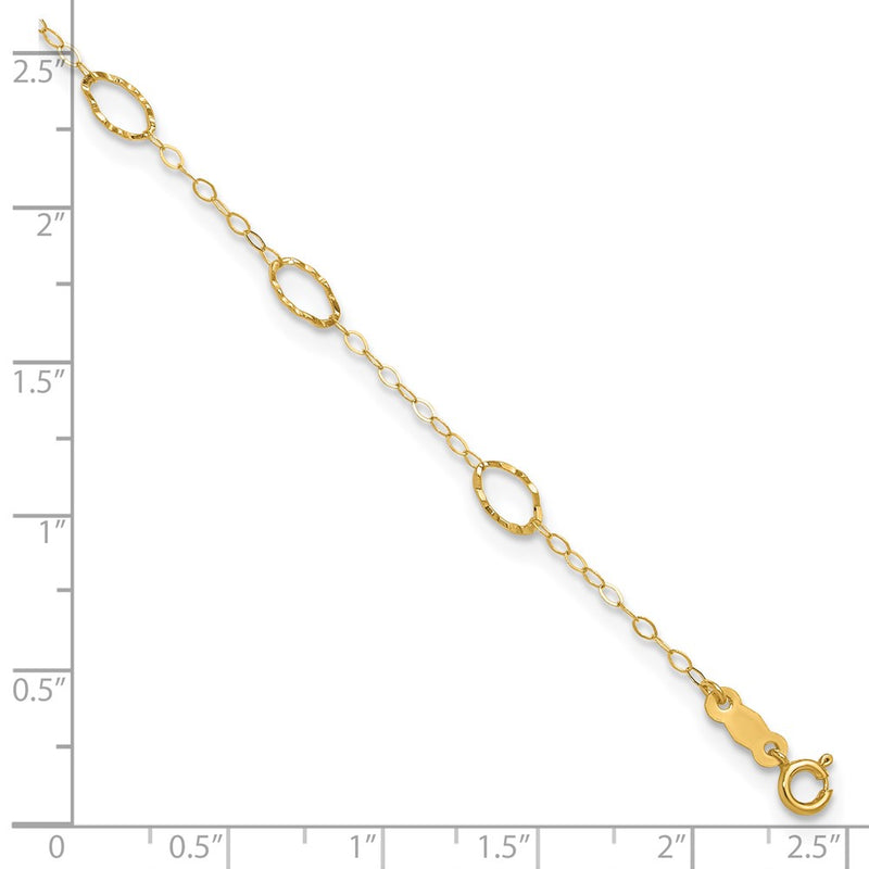 14k Oval Shapes 9in Plus 1in ext Anklet-ANK223-10