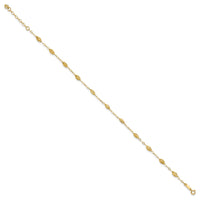 14k Puff Rice Bead 9in Plus 1in ext Anklet-ANK224-10