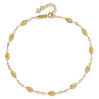 14k Puff Rice Bead 9in Plus 1in ext Anklet-ANK224-10