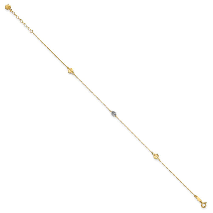 14k Two-tone D/C 9in Plus 1in extender Anklet-ANK226-10