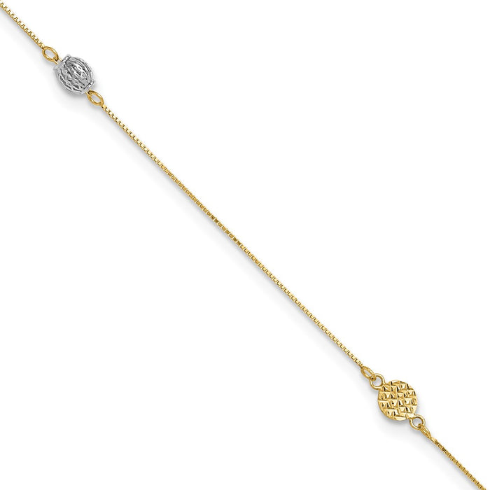 14k Two-tone D/C 9in Plus 1in extender Anklet-ANK226-10