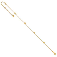 14k Diamond-cut Bead w/ 1in ext. Anklet-ANK227-10