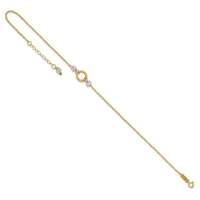 14k Two-tone Circle and Bead 9in Plus 1in ext. Anklet-ANK228-10