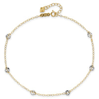 14K Two-tone Oval Chain with Wavy Circles 9in Plus 1in Ext Anklet-ANK238-9