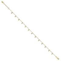 14K Oval Chain Diamond Cut Dots 9in plus 1in Ext Anklet-ANK239-9
