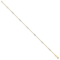 14k Two-tone CZ 9in Plus 1in ext. Anklet-ANK240-9