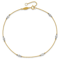 14k Two-tone CZ 9in Plus 1in ext. Anklet-ANK240-9