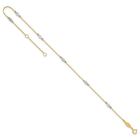 14k Two-tone CZ 9in Plus 1in ext. Anklet-ANK240-9
