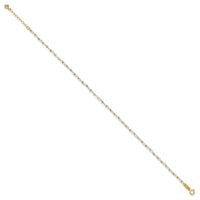 14K Two-tone Circle Chain with Mirror Beads 9in Plus 1in Ext. Anklet-ANK263-9
