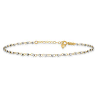 14K Two-tone Circle Chain with Mirror Beads 9in Plus 1in Ext. Anklet-ANK263-9