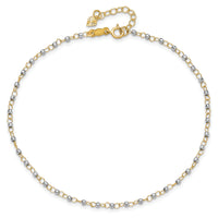 14K Two-tone Circle Chain with Mirror Beads 9in Plus 1in Ext. Anklet-ANK263-9
