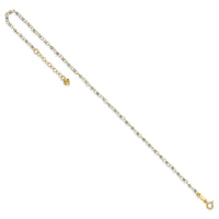 14K Two-tone Circle Chain with Mirror Beads 9in Plus 1in Ext. Anklet-ANK263-9