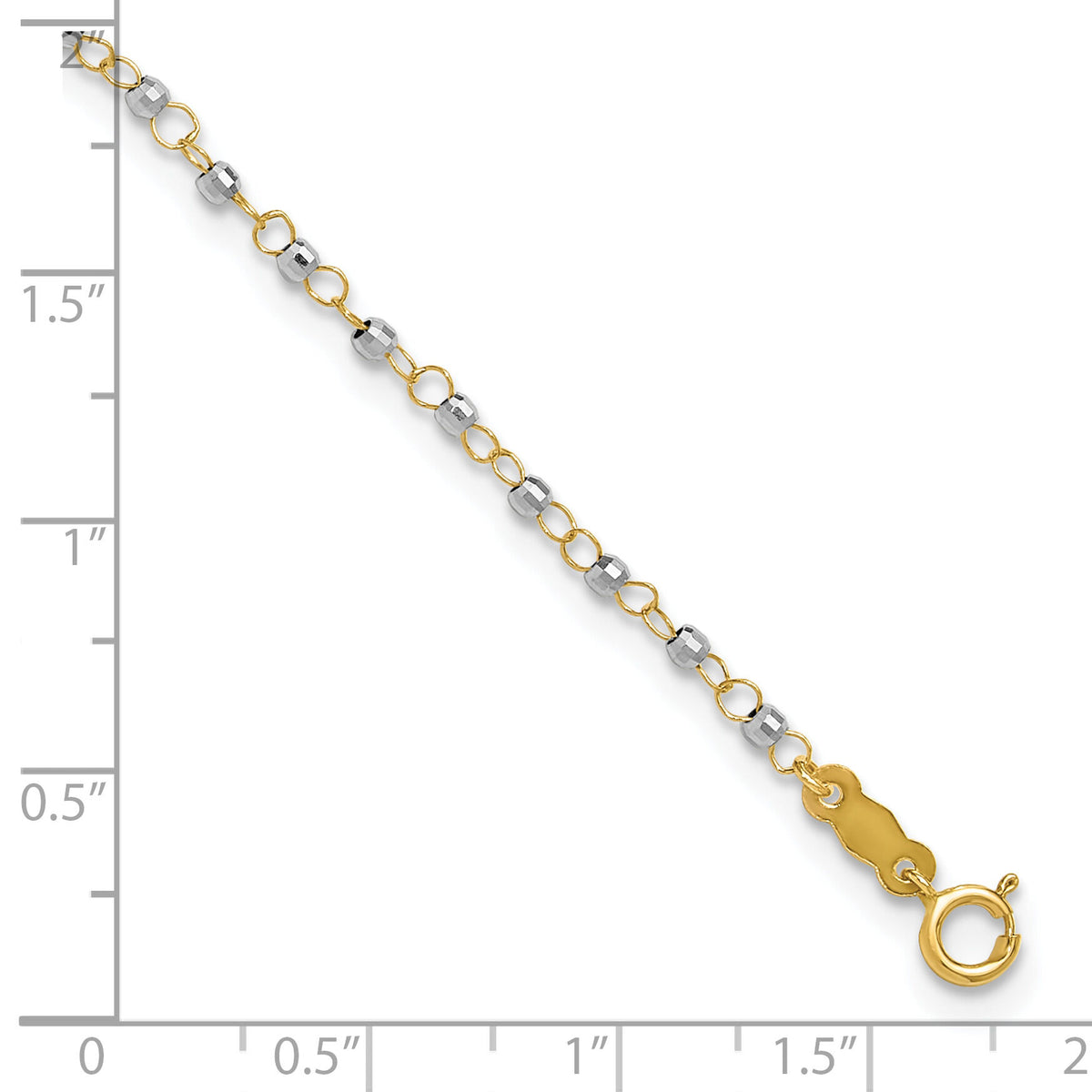 14K Two-tone Circle Chain with Mirror Beads 9in Plus 1in Ext. Anklet-ANK263-9