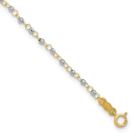 14K Two-tone Circle Chain with Mirror Beads 9in Plus 1in Ext. Anklet-ANK263-9
