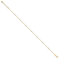 14K Two-tone Ropa Mirror Bead 9in Plus 1in Ext. Anklet-ANK265-9