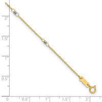 14K Two-tone Ropa Mirror Bead 9in Plus 1in Ext. Anklet-ANK265-9