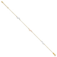 14K Tri-color with Open S Links 9in Plus 1in ext. Anklet-ANK268-10