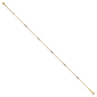 14K Two-tone Fancy 9in Plus 1in Ext Anklet-ANK271-9