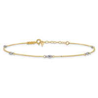 14K Two-tone Fancy 9in Plus 1in Ext Anklet-ANK271-9