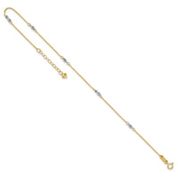 14K Two-tone Fancy 9in Plus 1in Ext Anklet-ANK271-9